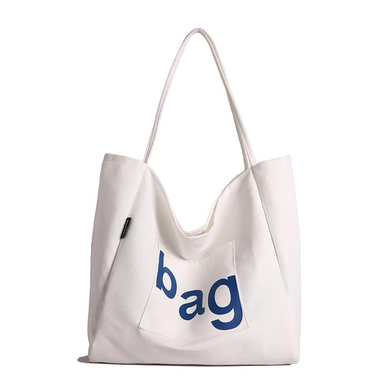Bolso Hombro Lona Letras Mujer Gran Capacidad Casual