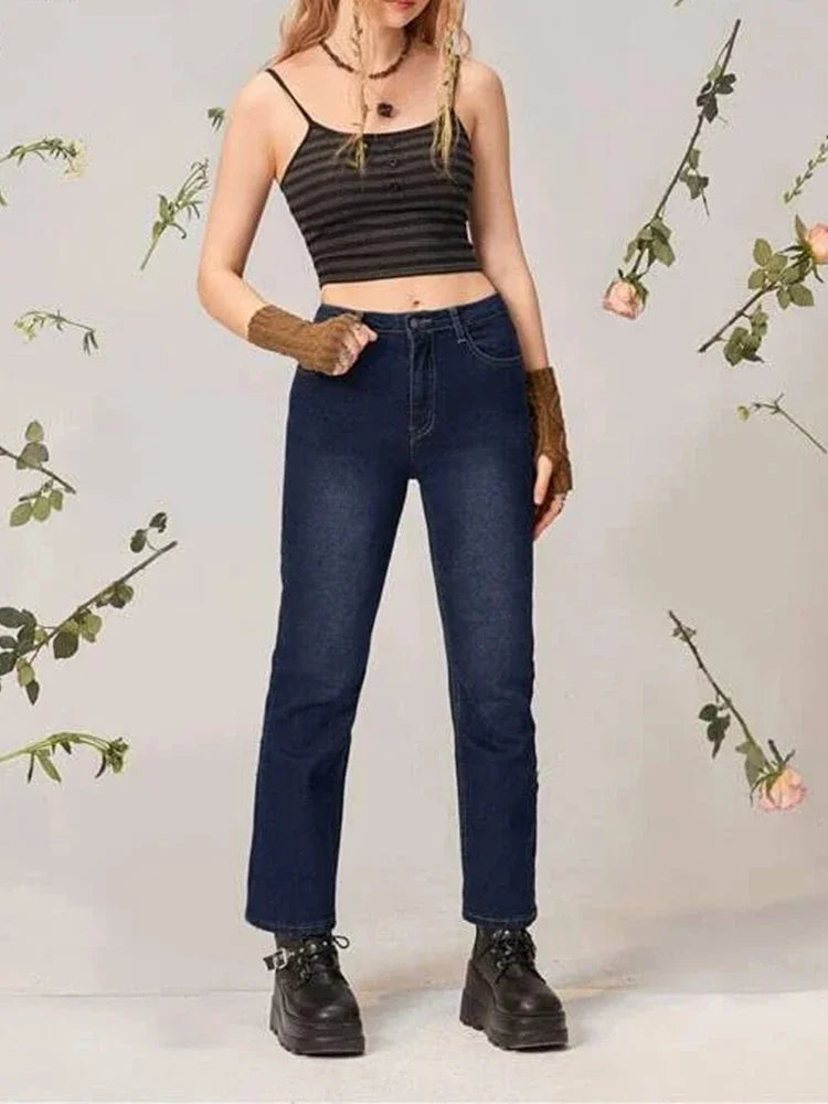Top gótico Punk a rayas con botones para mujer, ropa Y2K de verano, Top corto sin mangas con tirantes finos, ropa de calle