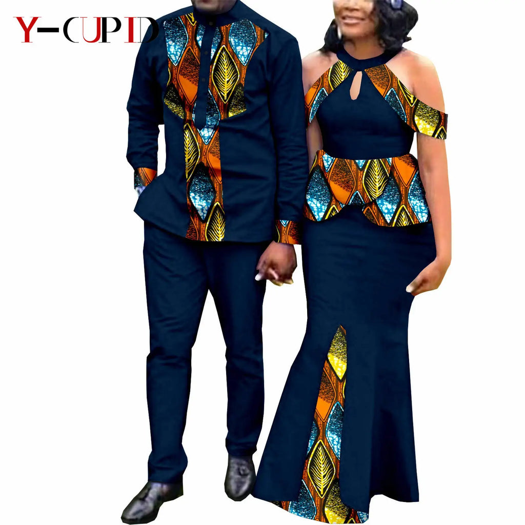 Vestido Africano Estampado Sirena Pareja | Camisa y Pantalón | Tallas S-6XL | Tico Trendy