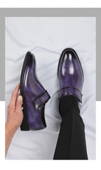 Zapatos Formales Morados Hombre | Charol Punta Estrecha Sin Cordones Cómodos Negocios