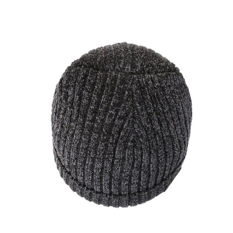 Gorro Tejido Lana Chenilla Terciopelo Grueso Térmico | Invierno Ajustable Unisex