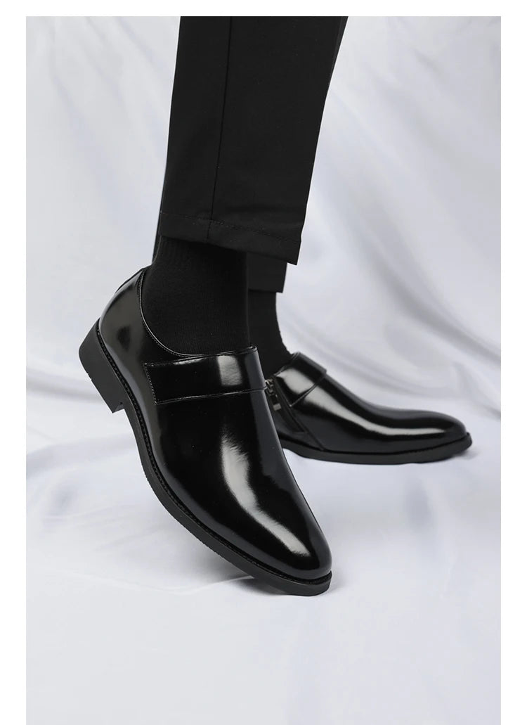 Zapatos Formales Morados Hombre | Charol Punta Estrecha Sin Cordones Cómodos Negocios