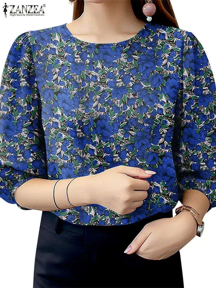 Blusa Bohemia  | Estampado Floral y Manga 3/4 | Estilo Túnica Vacacional | Ticotrendy