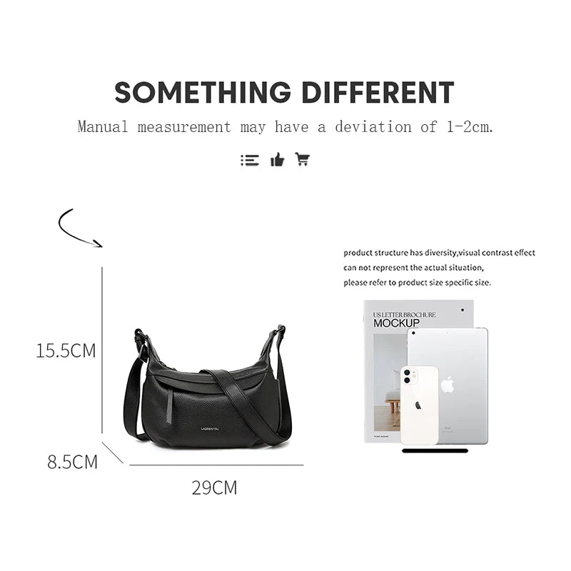 LAORENTOU, bandolera de piel auténtica para mujer, bolso cruzado de gran capacidad para Otoño e Invierno 2025, bolso Hobo para trabajo y oficina