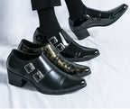 Zapatos Vestir Hombre Ticotrendy Piel Dividida Retro Punta Puntiaguda Boda | Con Hebilla