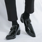 Mocasines Negros Lujo Hombre | Punta Puntiaguda Sin Cordones Zapatos Oxford Boda