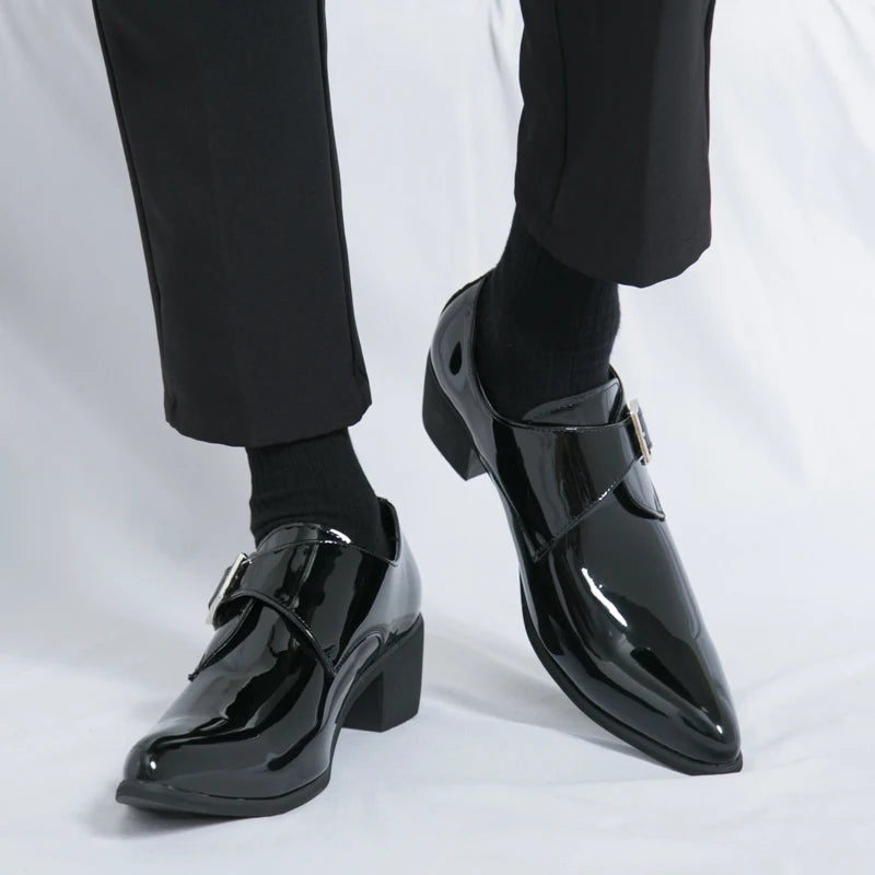 Mocasines Negros Lujo Hombre | Punta Puntiaguda Sin Cordones Zapatos Oxford Boda