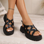 Sandalias Romanas Plataforma Gruesa Tacón Cuadrado | Estilo Gladiador Antideslizantes