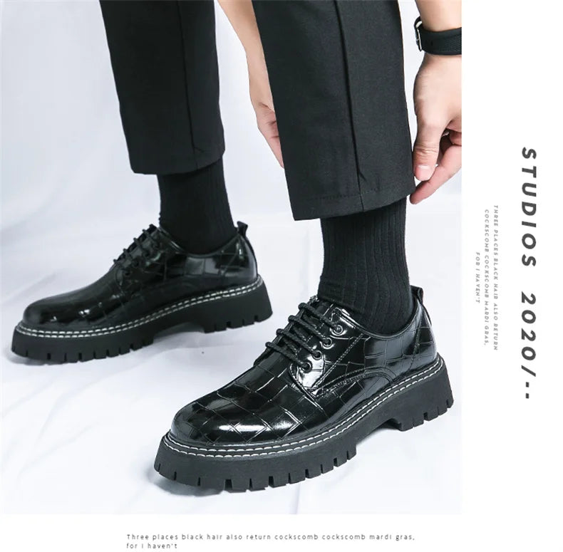 Zapatos Vestir Marrones Hombre | A Cuadros Cordones Punta Redonda Informal Negocios