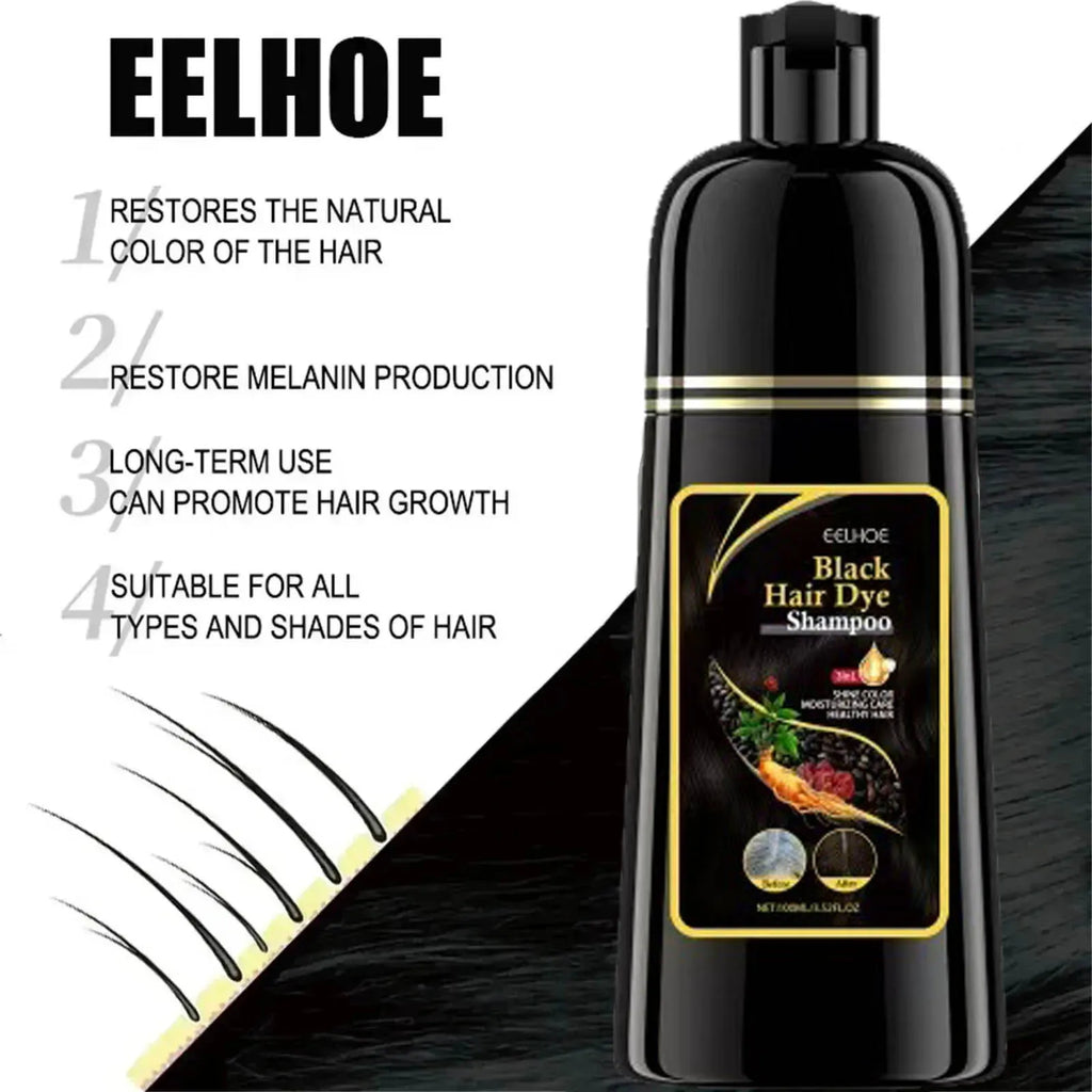 Champú de tinte para el cabello a base de hierbas naturales 3 en 1, cambio de Color del cabello, cabello gris a marrón oscuro, negro, cuidado nutritivo profundo