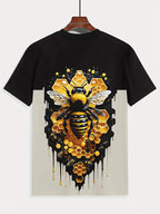 Camiseta Hombre Verano Jersey Estampado Abeja | Manga Corta Cuello Redondo Secado Rápido