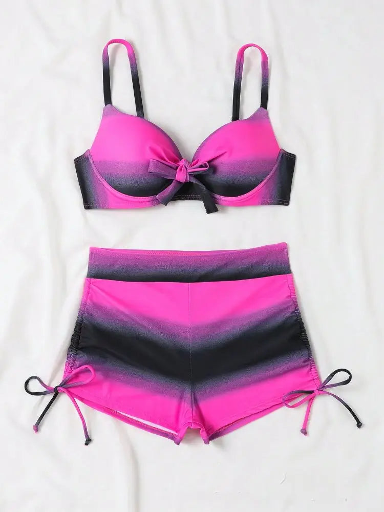 Bikini Teñido y Anudado - Estilo Boho Chic para Vacaciones en la Costa