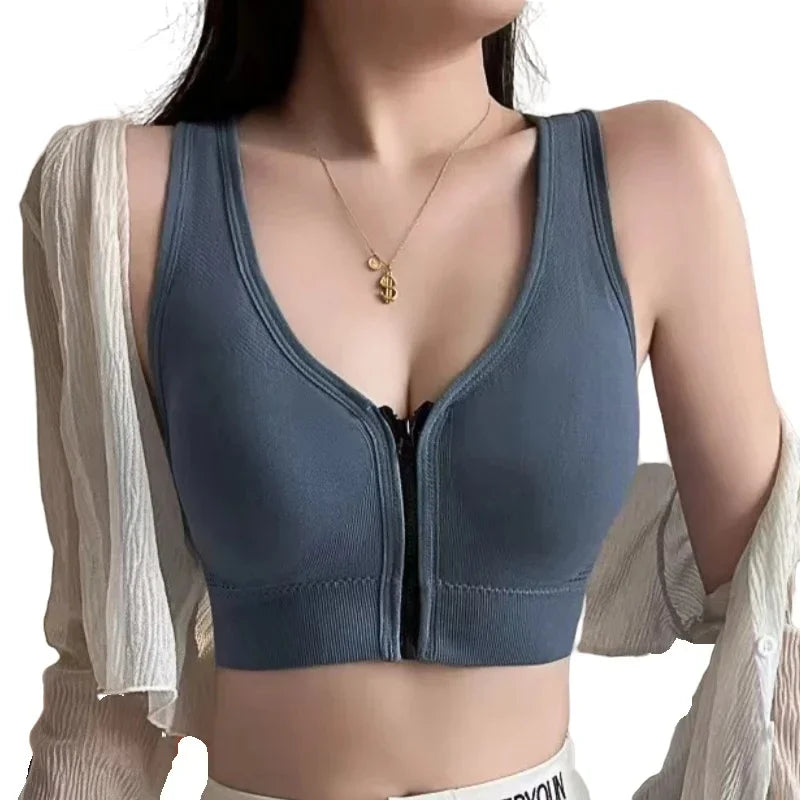 Top Deportivo Cremallera Frontal | Cuello V | Acolchado Sin Costuras | Ticotrendy