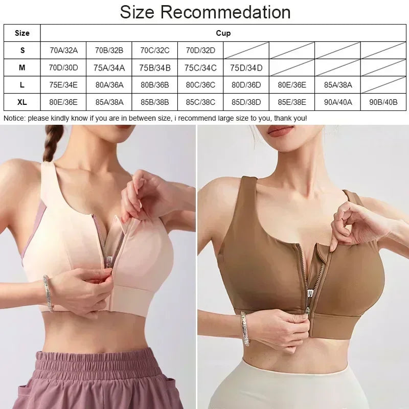 Top Sujetador Deportivo para Mujer | Cremallera Frontal y Realce | Top de Yoga y Fitness