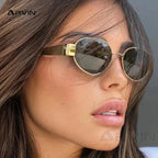 Gafas Sol Ovaladas Metal Tendencia Retro | Clásico Básico Gafas Protección UV400