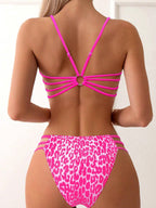 Bikini Dividido con Aros de Textura Sólida para Verano
