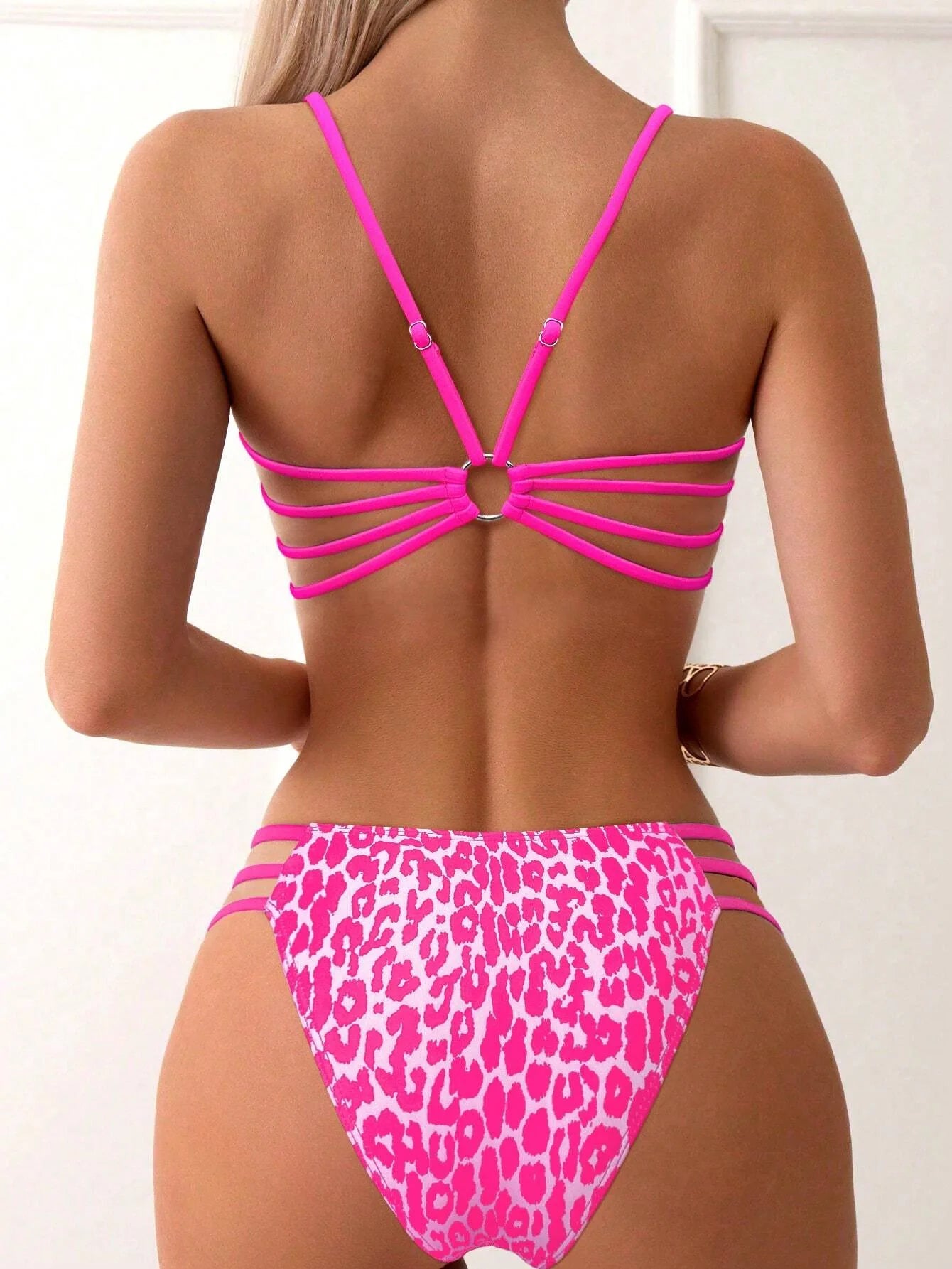 Bikini Dividido con Aros de Textura Sólida para Verano