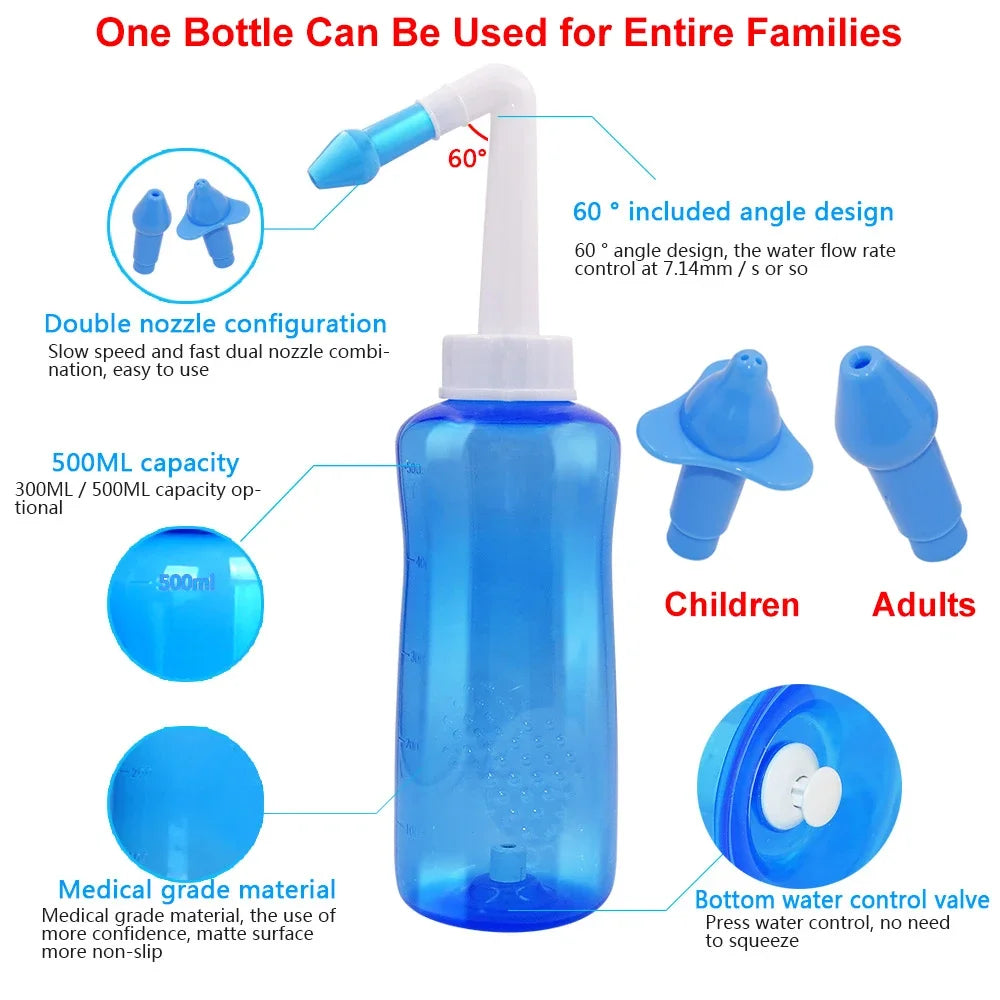 Lavador Nasal Neti Pot | Limpieza Vías Respiratorias Para Adultos Y Niños | Tratamiento Rinitis