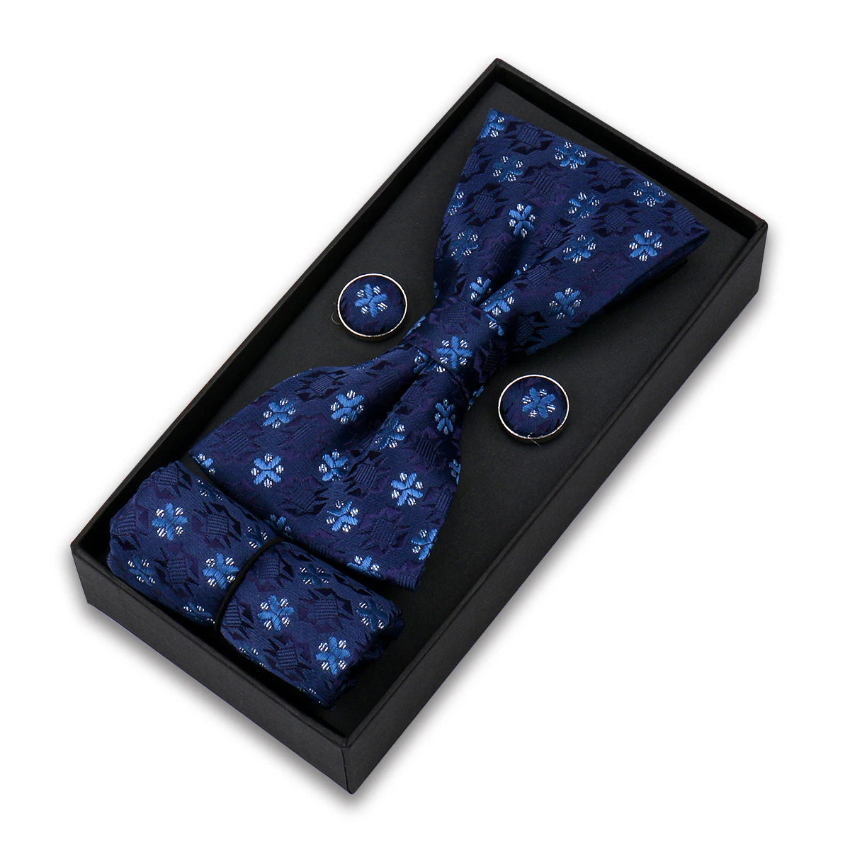 Set De Pajarita Pañuelo Gemelos Regalo Elegante Estilo Para Hombres