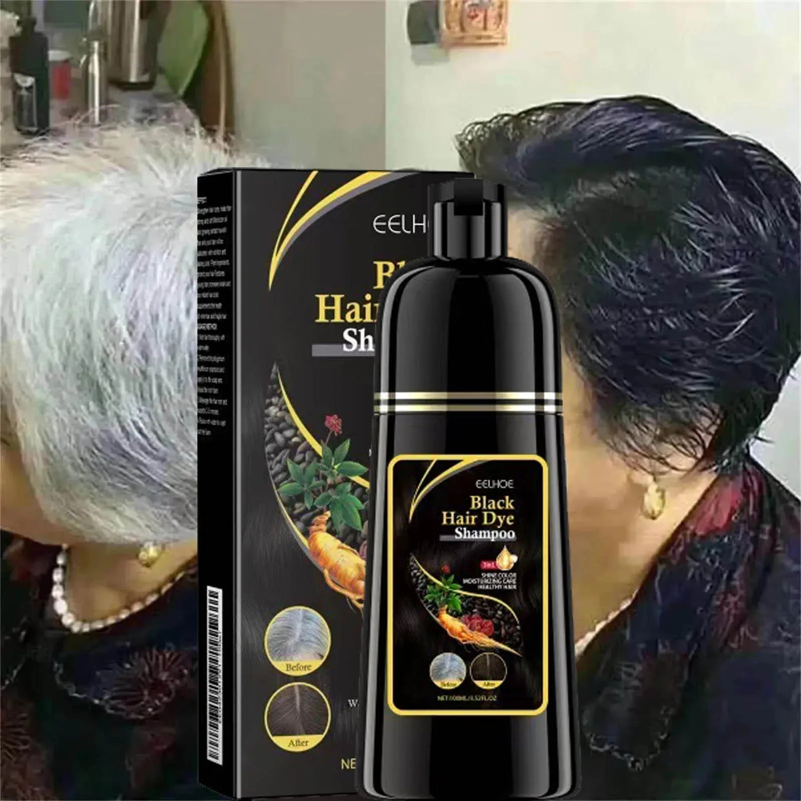 Champú de tinte para el cabello a base de hierbas naturales 3 en 1, cambio de Color del cabello, cabello gris a marrón oscuro, negro, cuidado nutritivo profundo