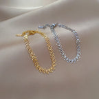 Pulseras de cadena de hojas huecas simples de acero inoxidable para mujeres y niñas, pulsera de Color dorado y plateado a la moda, accesorios de joyería