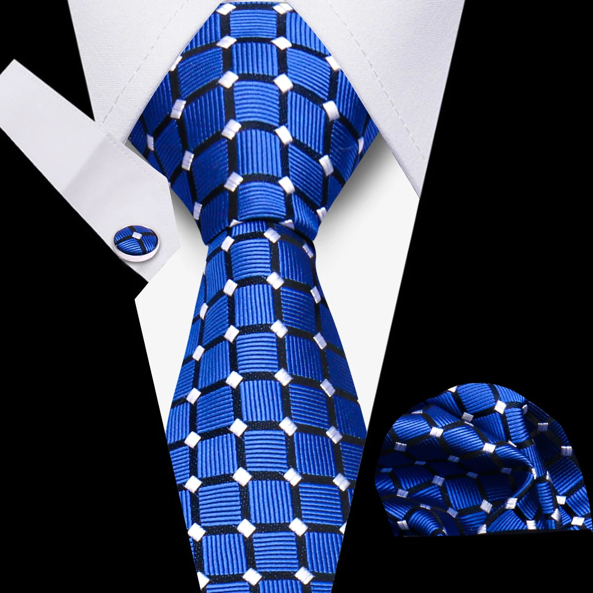 Conjunto Corbata Pañuelo Gemelos Negocios Boda Accesorio De Moda