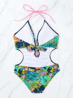 Traje de Baño 1 Pieza Floral - Bikini de Playa con Encaje Frontal y Sexy