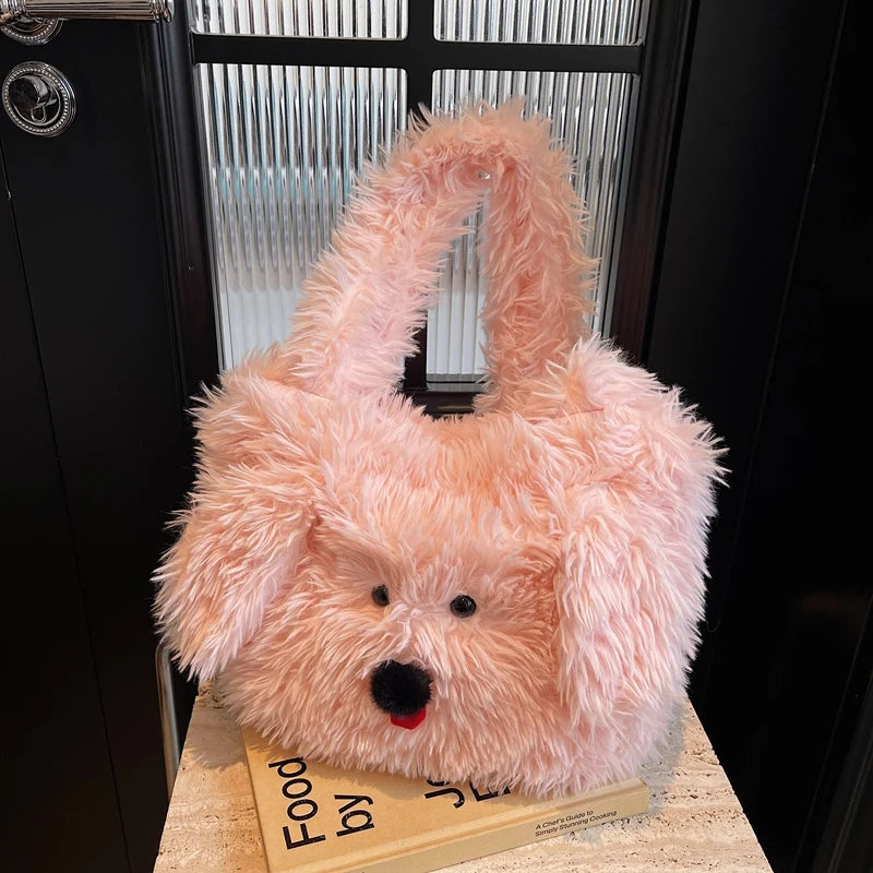 Bolso De Hombro Mullido Mujer Con Perros Bandolera De Gran Capacidad