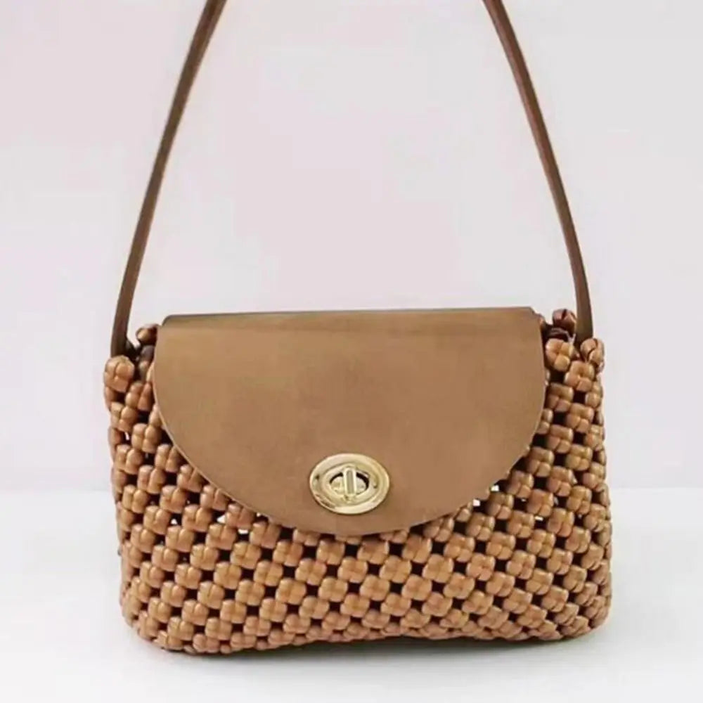 Set de Accesorios de Cuero PU para Bolso DIY: Asa, Base y Solapa Tejida