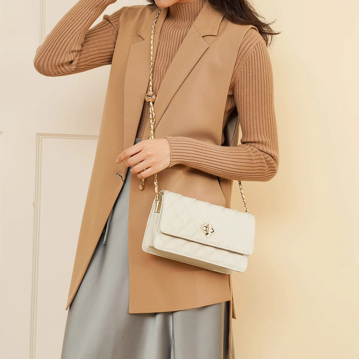 LAORENTOU bolso cruzado de cuero dividido para mujer, bolso de hombro femenino de moda 20225, bolso pequeño elegante