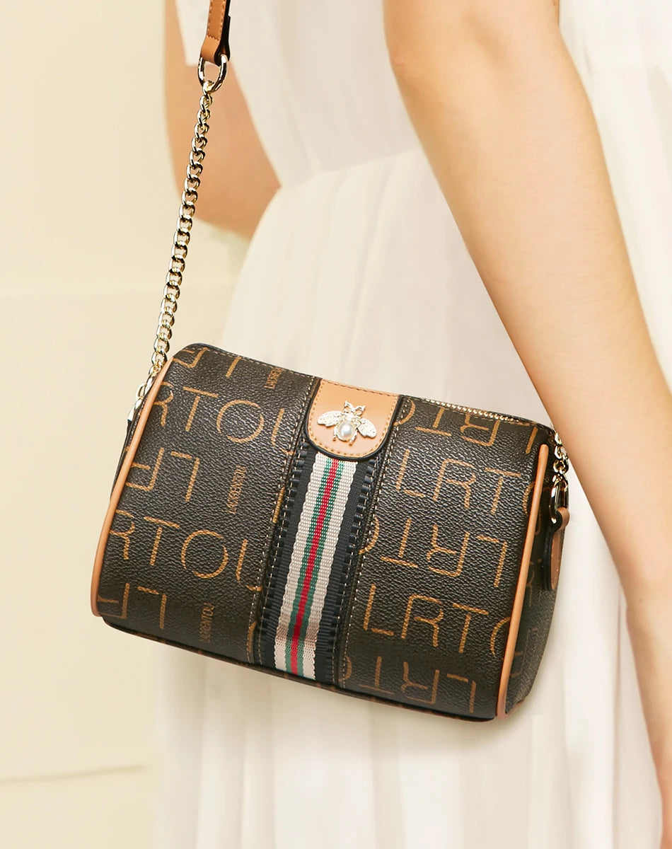 LAORENTOU bolso cruzado Retro de cuero de PVC para mujer, bolso redondo de moda con parte trasera de hombro, regalo para novia, esposa, amante