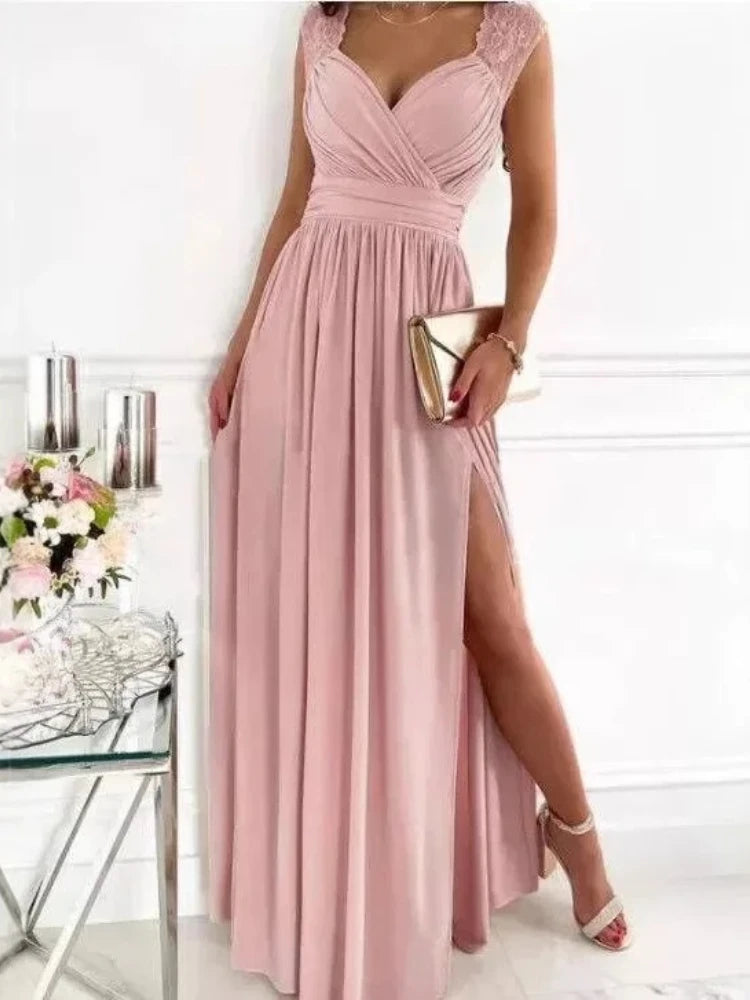 Vestido de Verano 2025 con Encaje | Abertura y Escote en V | Elegante