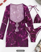 Conjunto de Tres Piezas - Bikini y Cover Up para la Arena