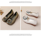 Mocasines Étnicos De Flores | Cuero Genuino Estilo Retro Lujoso Casual