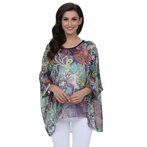 Vestido casual bohemio estilo chiffon disponible en tallas grandes 4XL 5XL 6XL vestido vintage floreado con cuello en O camiseta estilo long top