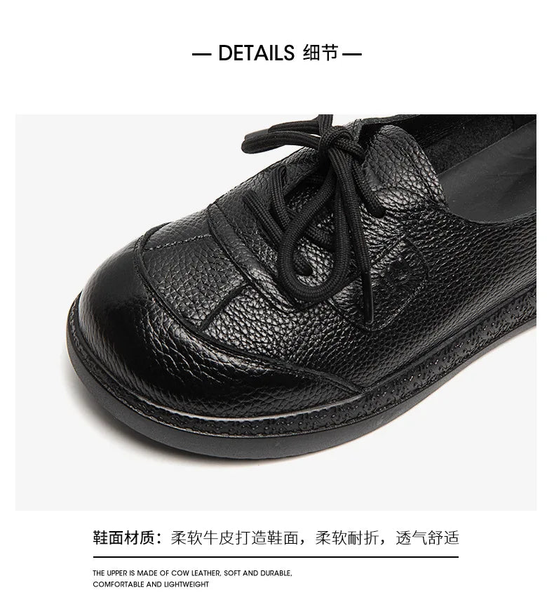 Mocasines Étnicos de Cuero Genuino | Talla Grande | Sin Cordones | Estilo Retro 2025
