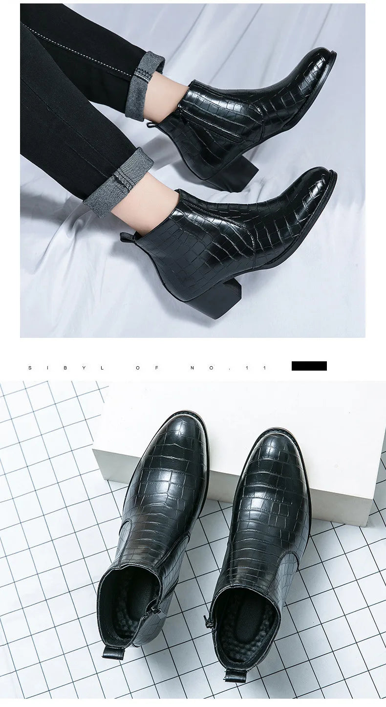 Zapatos Formales Hombre Ticotrendy Piel Dividida Boda Cómodos Con Cremallera | Punta Puntiaguda