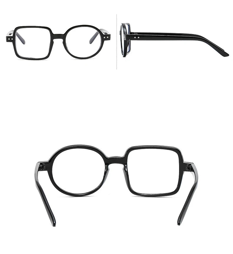 Montura Gafas Asimétricas Retro Redondas Cuadradas | Lentes Transparentes Unisex Ópticas