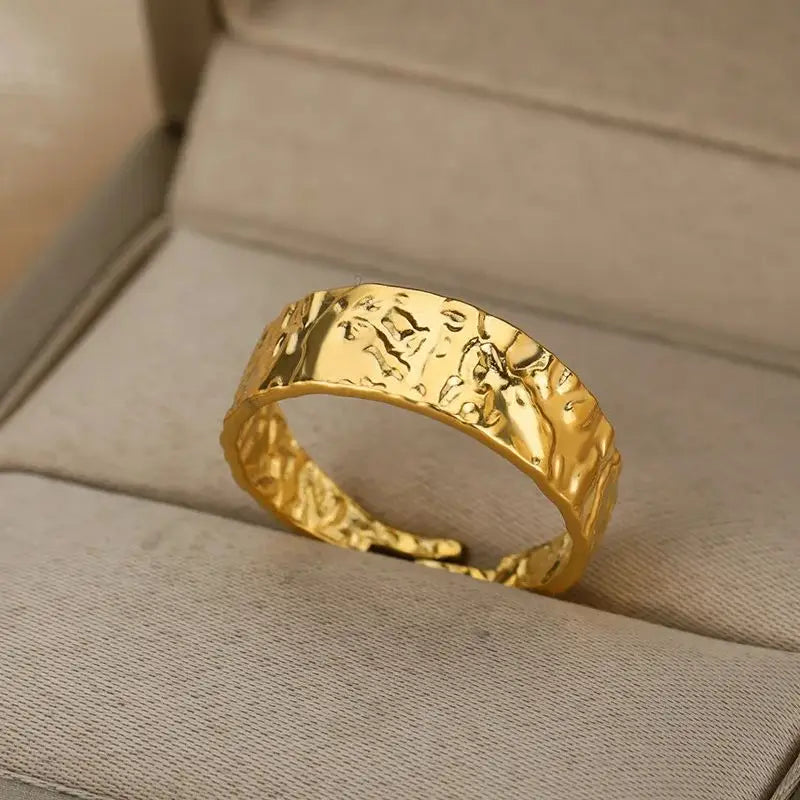 Anillo Ancho Retro | Acero Inox Ajustable | Gótico Punk Hip Hop |Ticotrendy