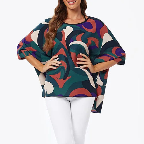 BHFlutter-camisa de talla grande para mujer, Top bohemio estampado, camiseta informal de gasa, 4XL, 5XL, 6XL, 2023