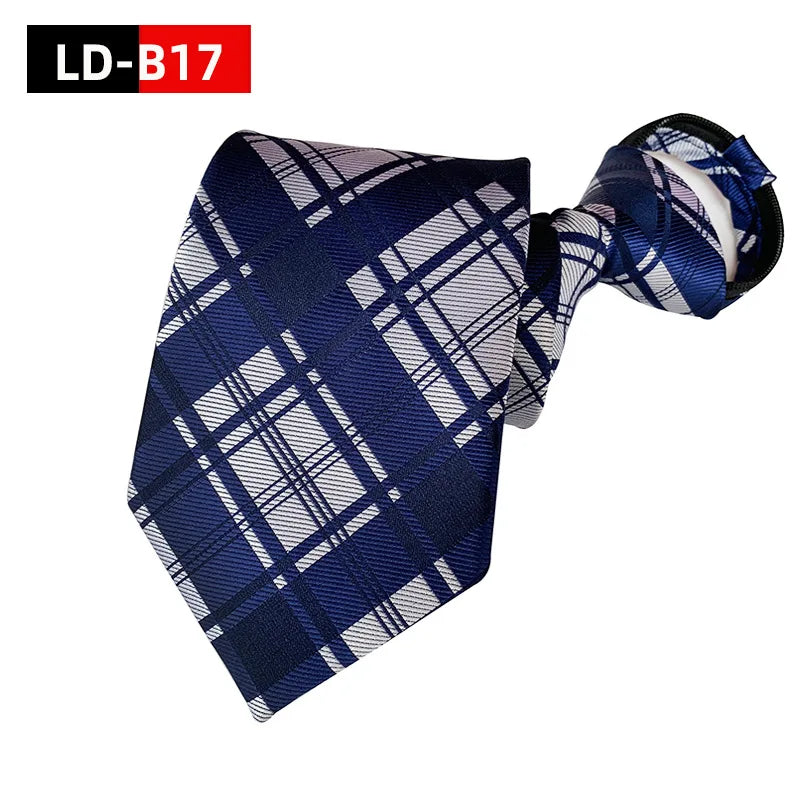 Corbata Preatada con Cremallera Paisley Rayas Cuadros Clásica de Negocios