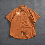 Camisa Informal Hombre | Algodón Retro | Bolsillo Tubo | Manga Corta | Ticotrendy