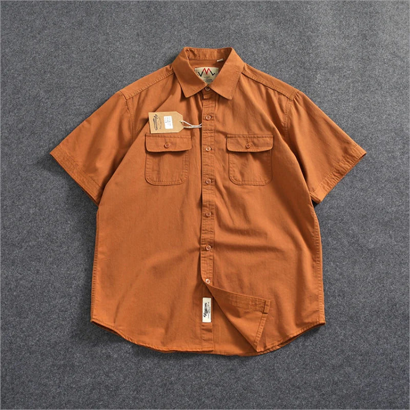 Camisa Informal Hombre | Algodón Retro | Bolsillo Tubo | Manga Corta | Ticotrendy