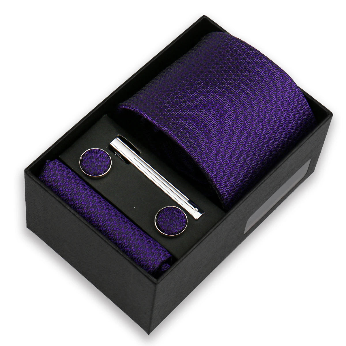 Conjunto De Lujo Corbata Pañuelo Clip Gemelos Accesorio Para Hombres