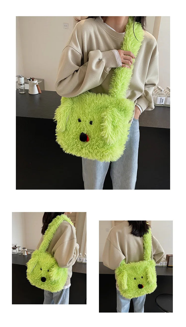 Bolso De Hombro Mullido Mujer Con Perros Bandolera De Gran Capacidad