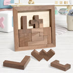 Rompecabezas de bloques rusos de nogal, rompecabezas de madera 3D Tangram IQ, entrenamiento lógico, rompecabezas, juguetes educativos Montessori, juegos de aprendizaje