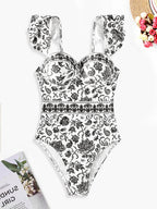 Traje de Baño de Una Pieza Sexy | Estampado Retro | Estilo Tico