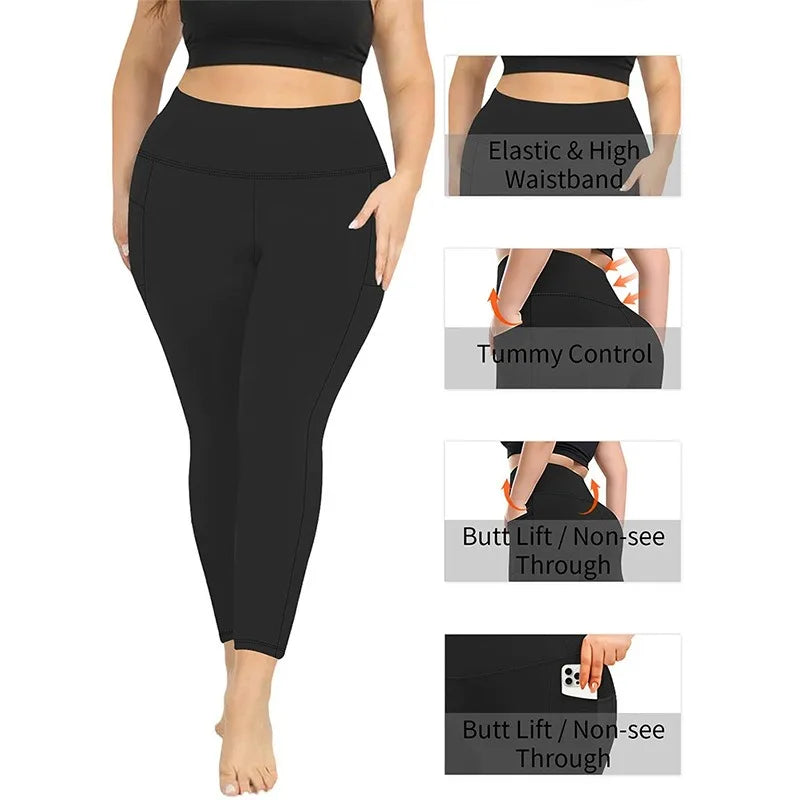 Leggings Yoga Talla Grande | Cintura Alta con Bolsillos | Levantamiento de Glúteos | Tico Trendy