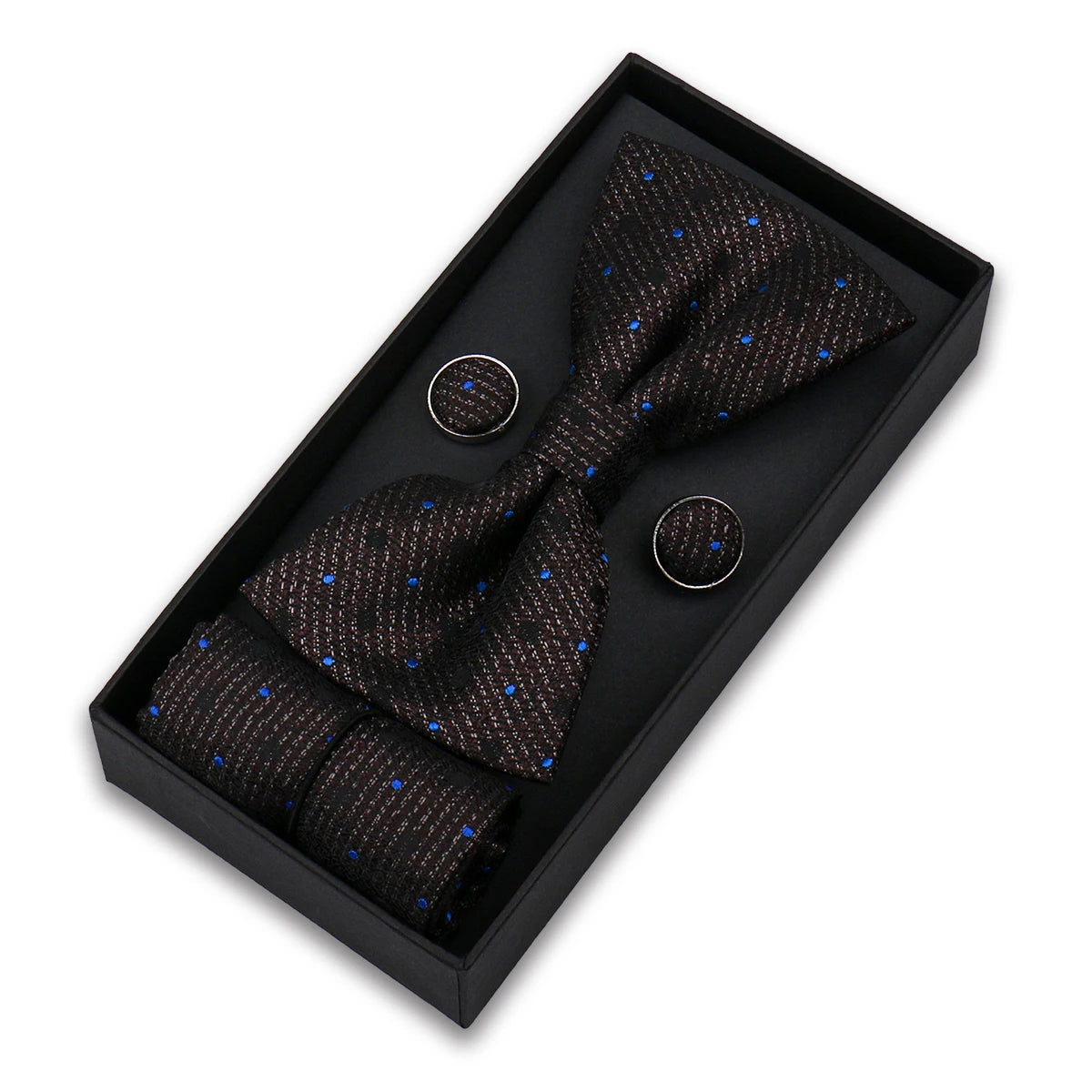 Set De Pajarita Pañuelo Gemelos Regalo Elegante Estilo Para Hombres