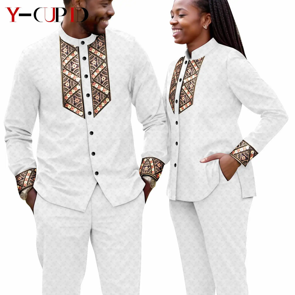 Conjunto Jacquard Africano Boda Pareja | Blusa y Pantalón | Tallas XS-6XL | Tico Trendy
